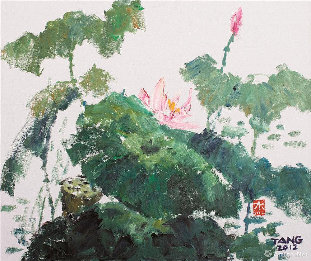 争艳—荷趣_油画写意荷花展_汤传杰作品展_汤传杰在线作品_汤传杰官方