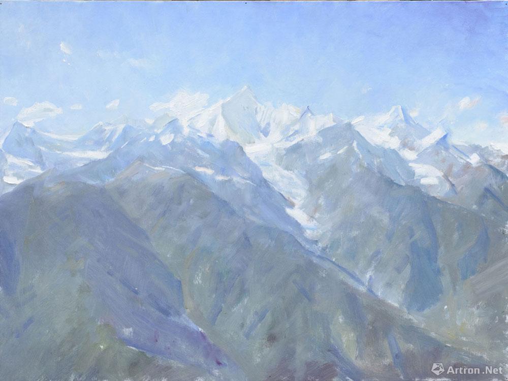 《中午的梅里雪山》_藏区油画写生作品_尚丁作品展_尚丁在线作品_尚丁