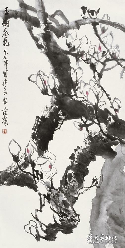 玉树春花^ ^spring blossoms on the tree_苗墨国画集