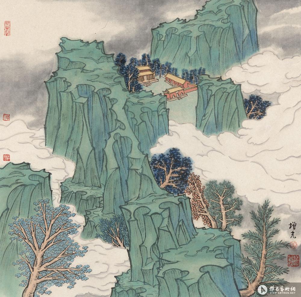 仙山楼观_山水画_岳增光作品展_岳增光在线作品_岳-家