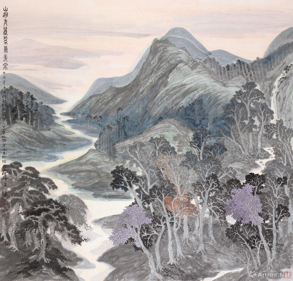 山河秀丽紫气东来_国画山水作品集_温骧作品展_温骧