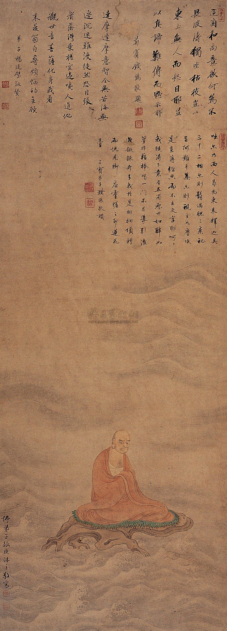 *0247 达摩东渡 立轴 设色纸本