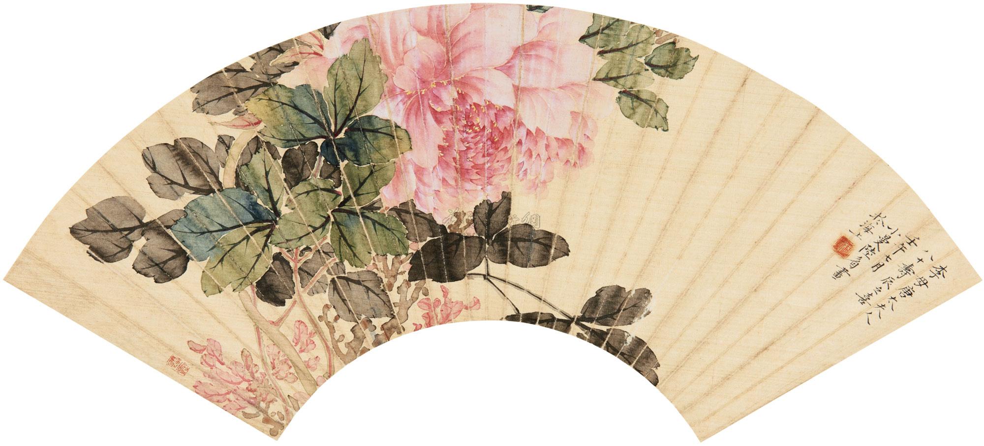 0716 花卉扇页 镜片 纸本