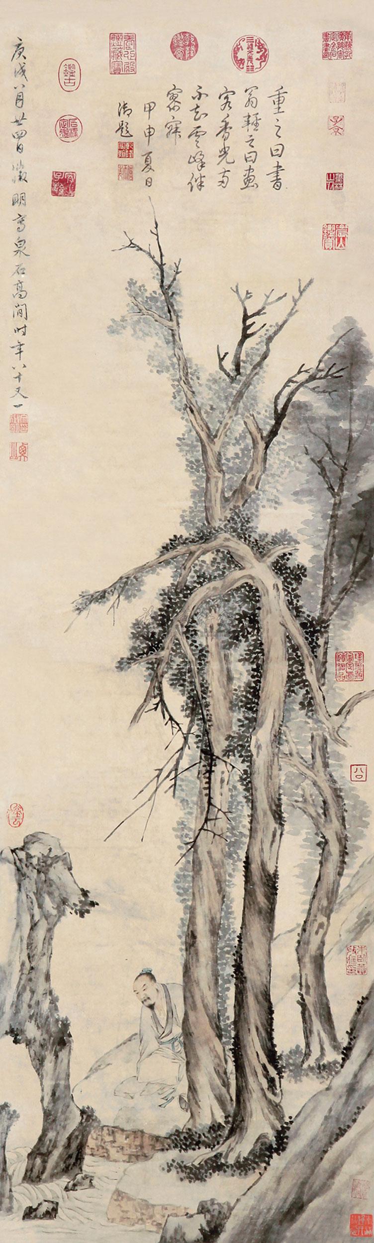 0452 泉石高贤图 立轴 纸本