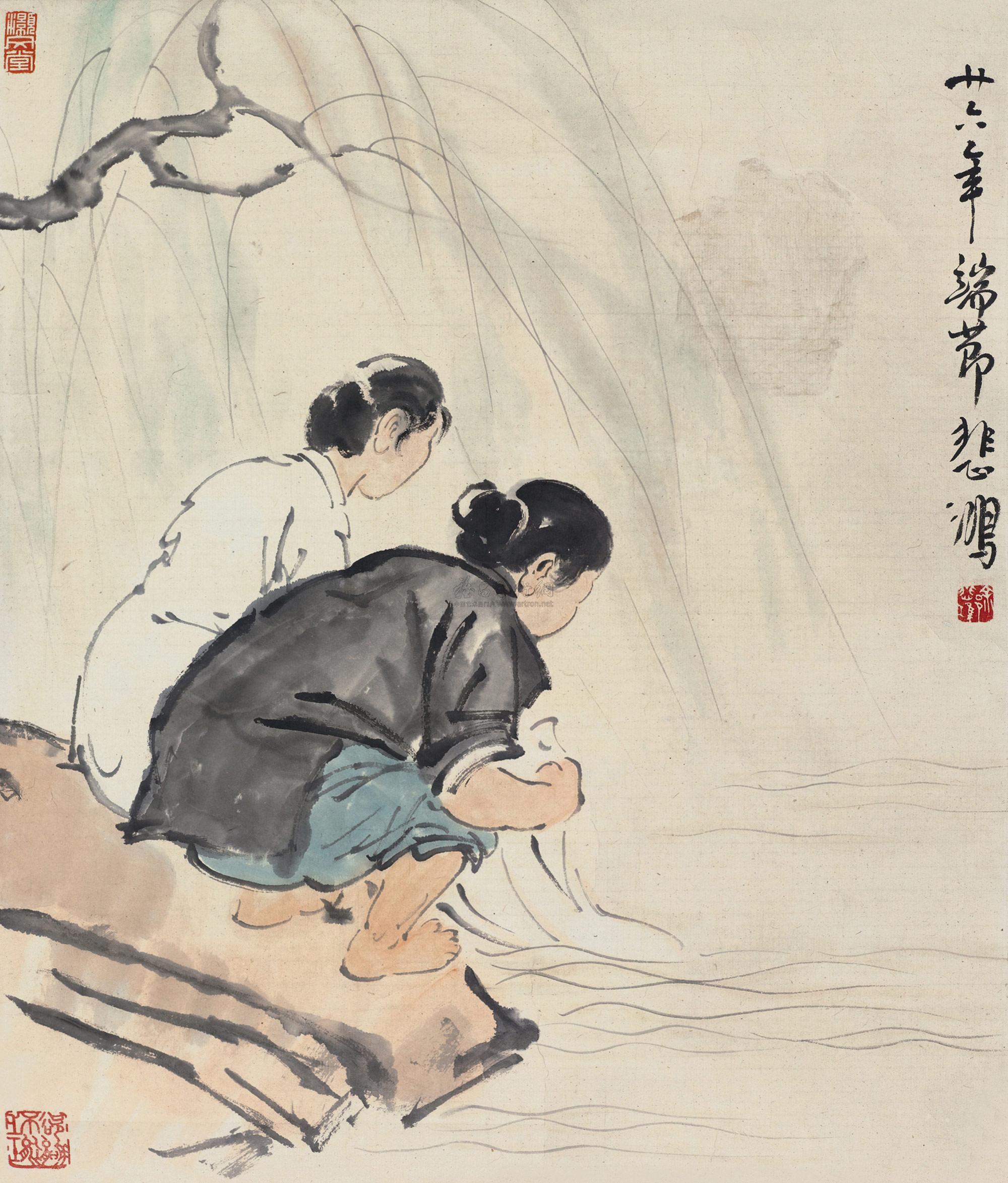 0271 洗衣女 立轴 设色纸本