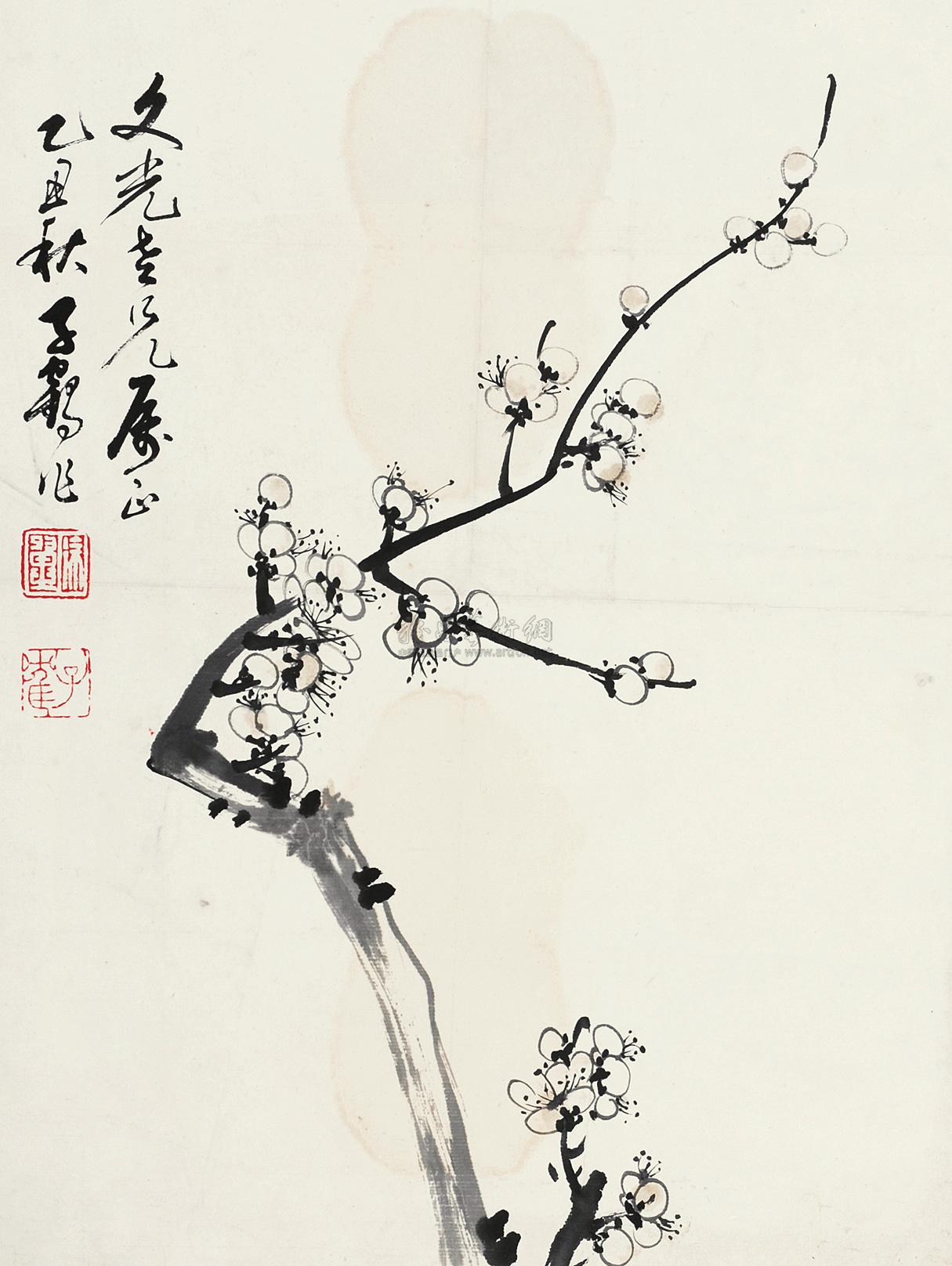 0014 梅花 镜片 水墨纸本