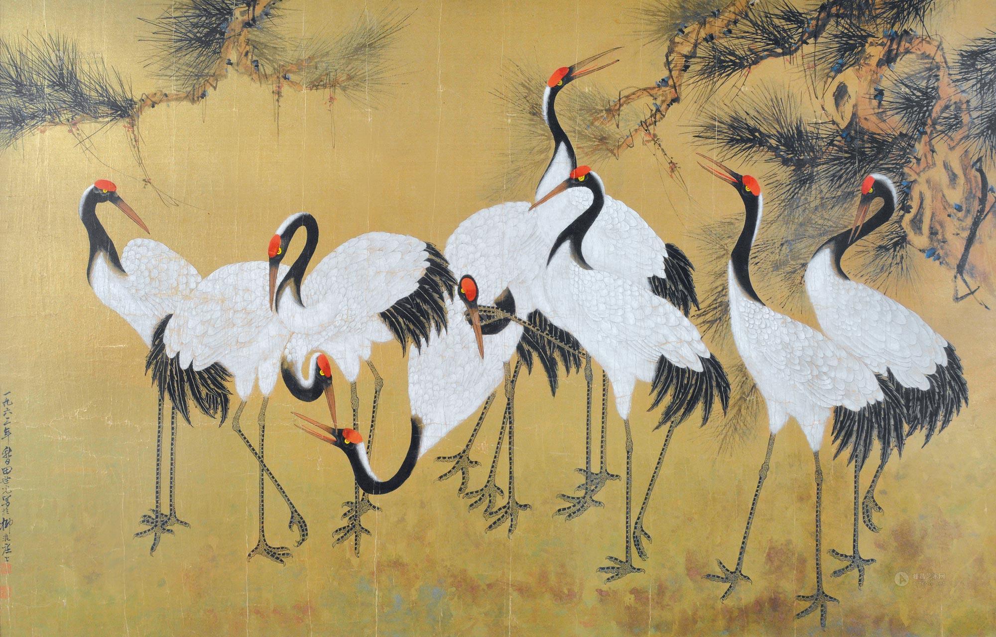 【仙鹤 镜心 纸本设色】拍卖品_图片_价格_鉴赏_绘画