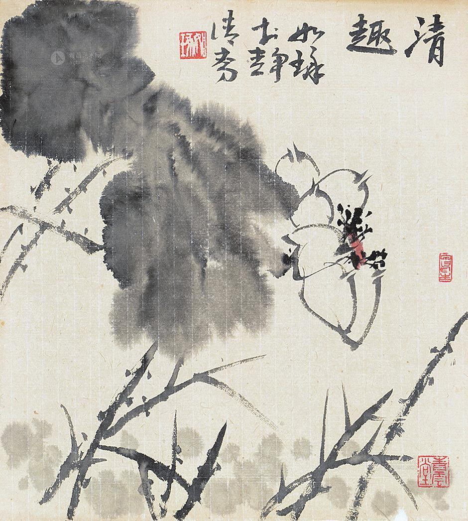 0291 荷塘清趣 镜片 设色纸本