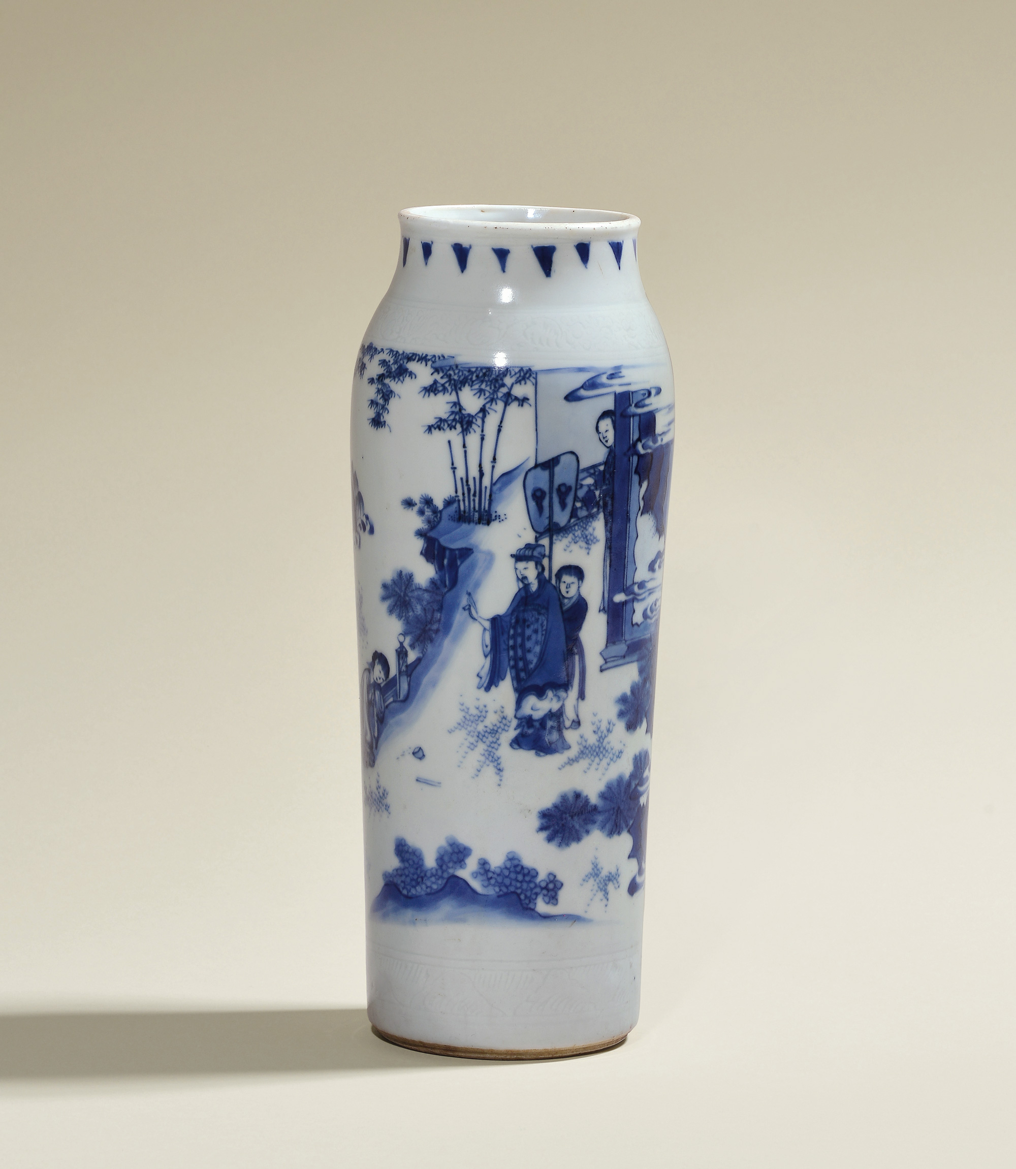 7133 明崇祯 青花指日高升筒瓶