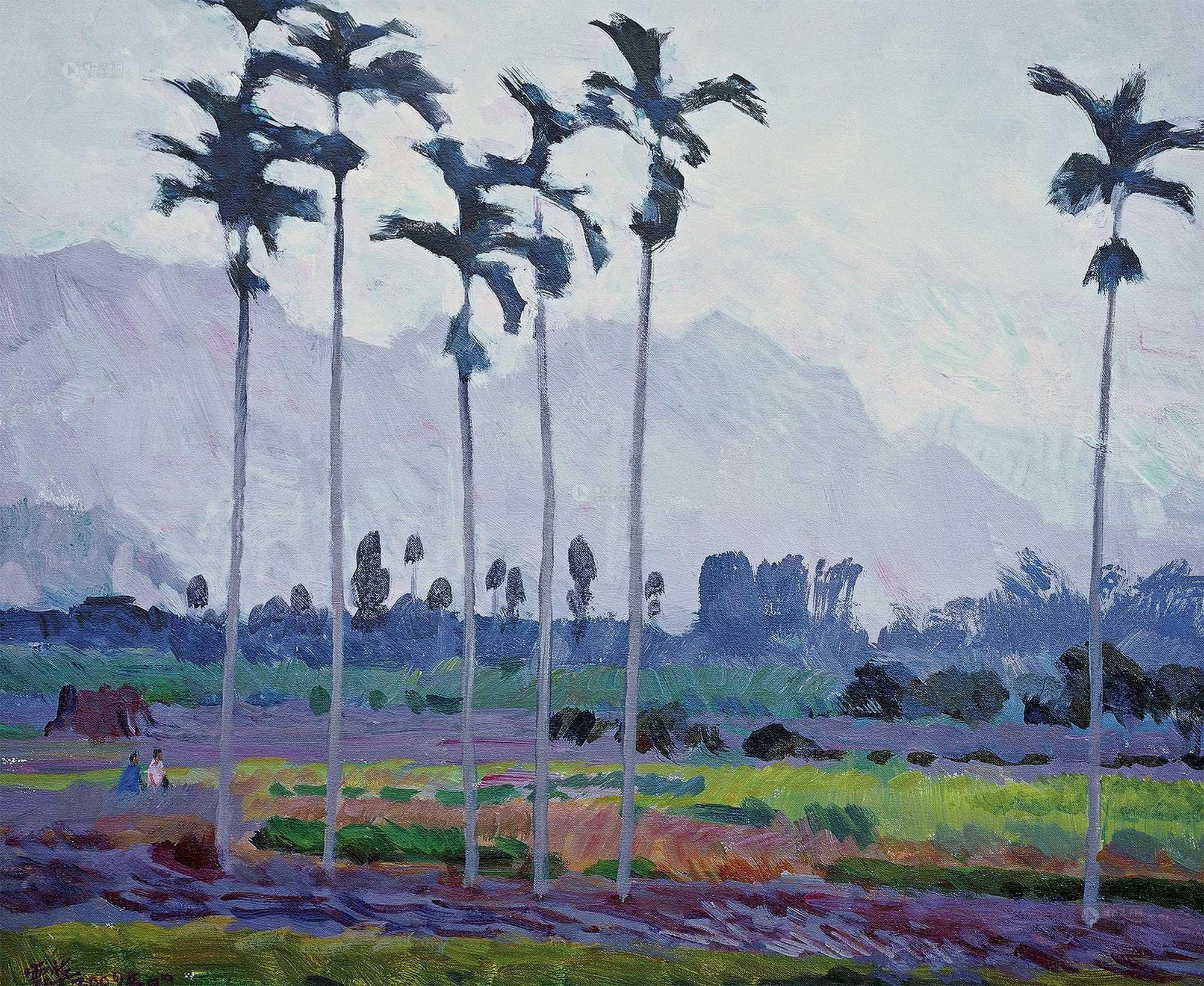 0057 2009年作 走在乡间的小路上 布面油画
