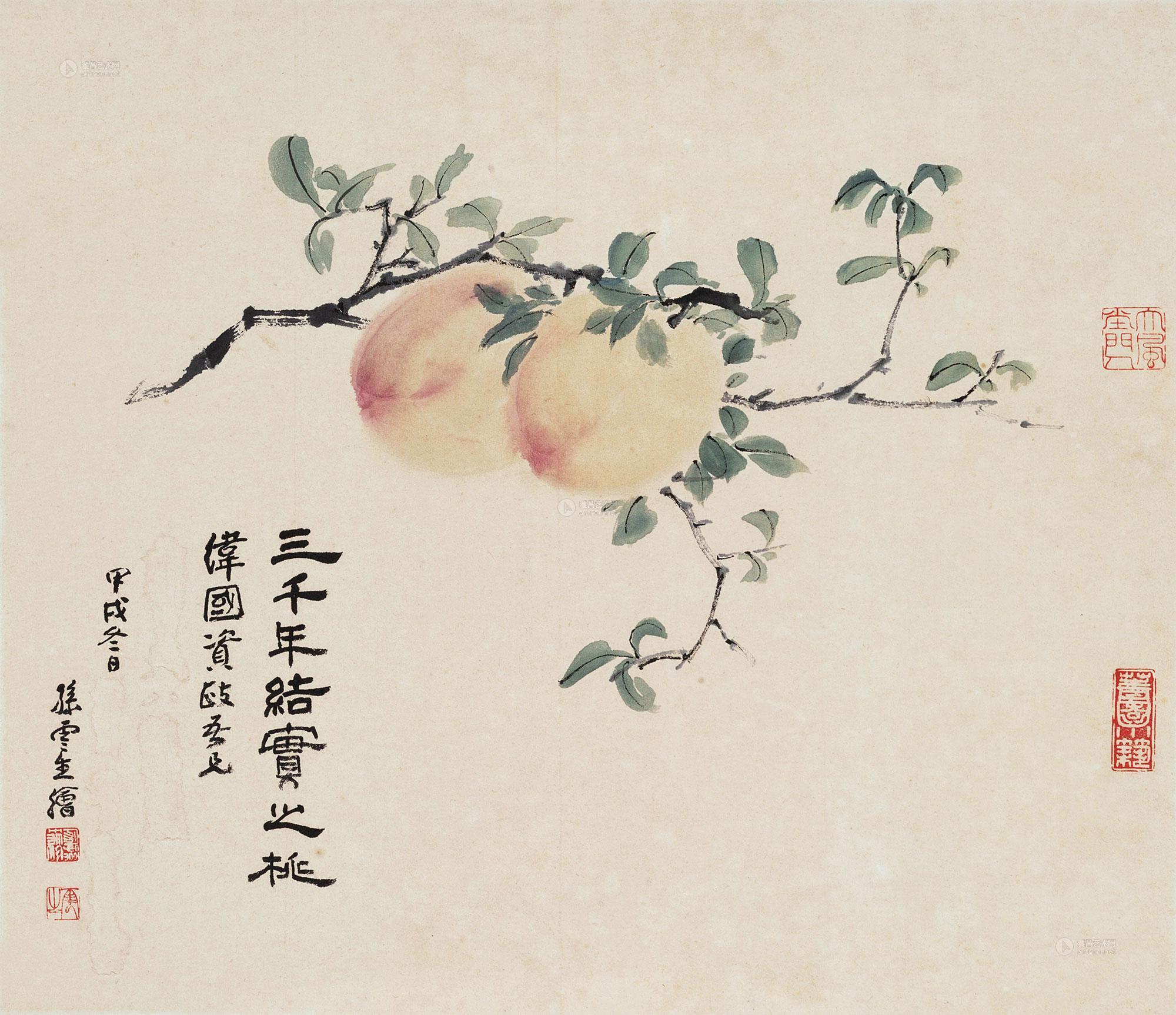 1616 甲戌(1994年)作 寿桃图 镜心 纸本