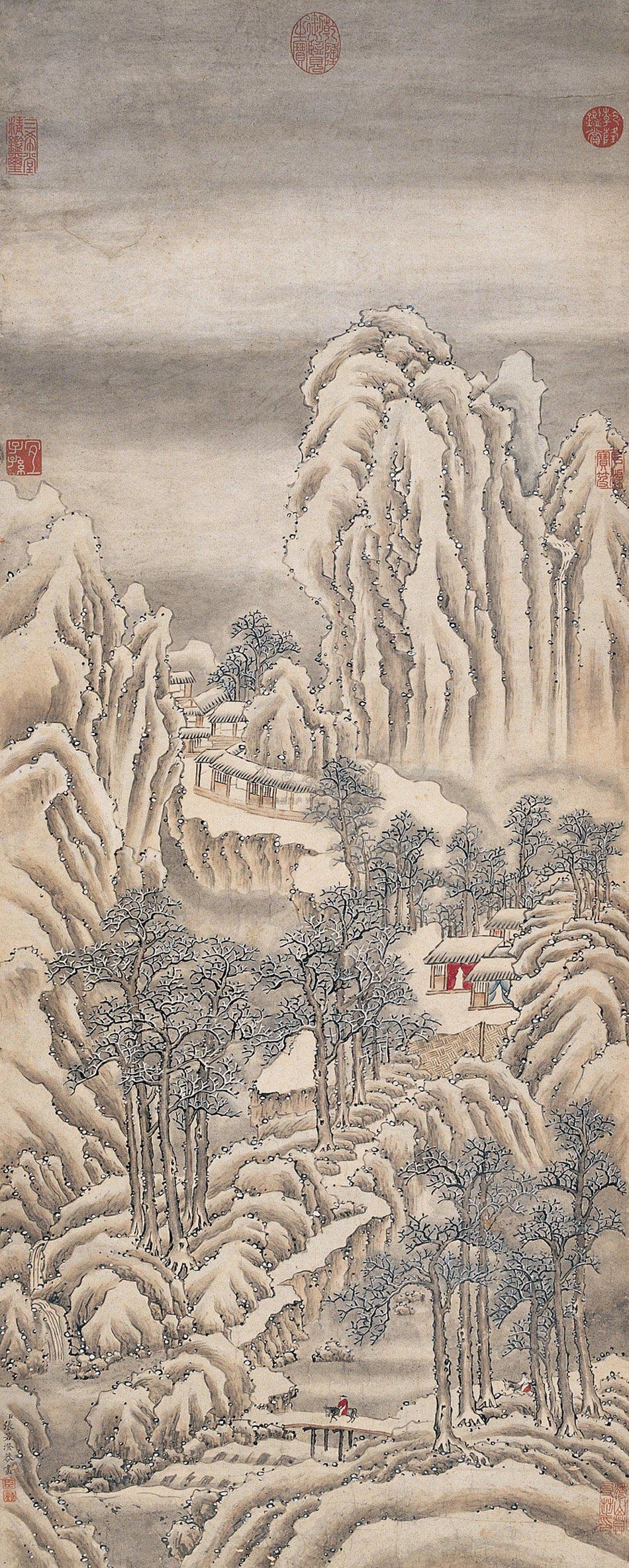1518 雪景山水图 立轴 纸本
