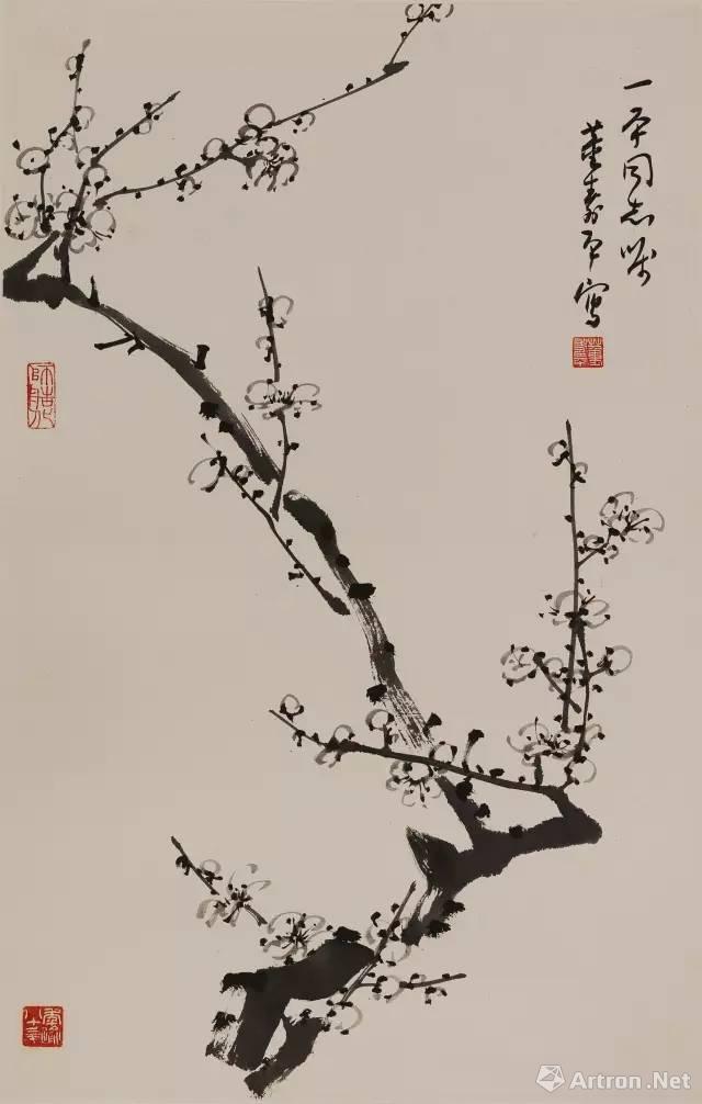 董寿平  墨梅  68×44cm 水墨纸本 镜心