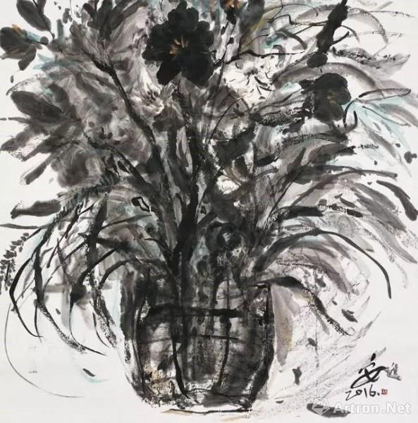 《静物》  刘进安 67x67cm 2016年 纸本水墨