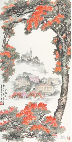 《凤凰花幽》  杨锴(澳门)   纸本