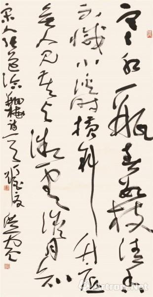 张道洽诗《瓶梅 刘洪彪 136×68cm