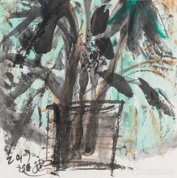 《水墨静物之二》  刘进安 33.1x33cm 2017年 纸本水墨设色