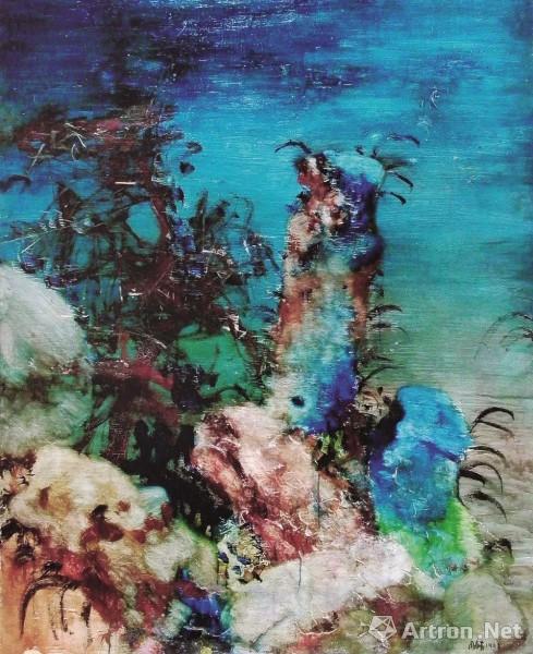 《石头系列—形状向上的石头》  周春芽 160x130cm 1993年 布面油画