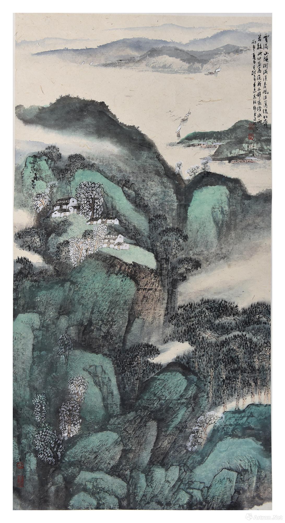 《太湖春色 蔡天雄 138x69cm