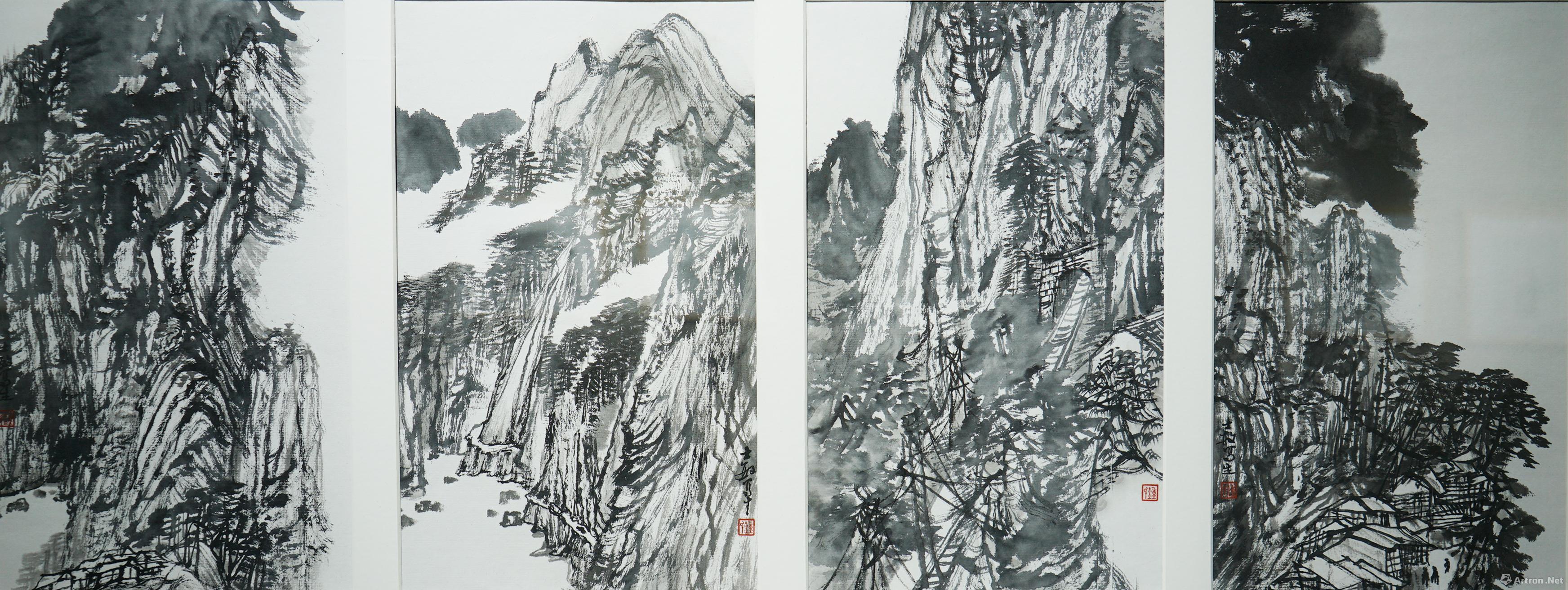 《山水组画》  钟士敏 35x22cmx4  纸本水墨