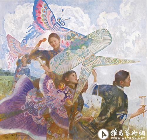 陈衍宁《风之歌》1998年布面 油画 156x162 cm.