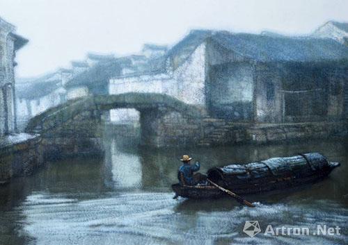 陈逸飞 水乡 布面油画 75 × 105 cm 签名:chen yifei