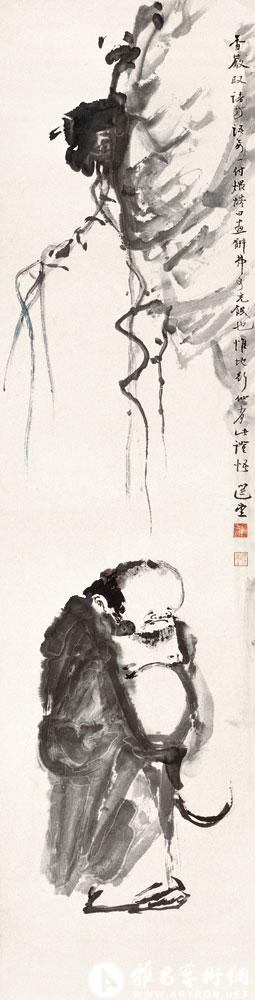 摹宋梁楷《泼墨仙人》<br>^-^Drunken Immortal in Splashed Ink Style after the style of Liang Kai of Song Dynasty