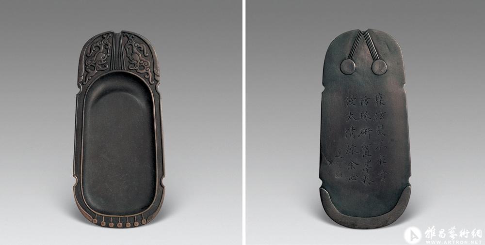 无弦琴铭易水砚<br>^-^Qin Shaped Ink Stone with Inscription of “Stringless Qin”