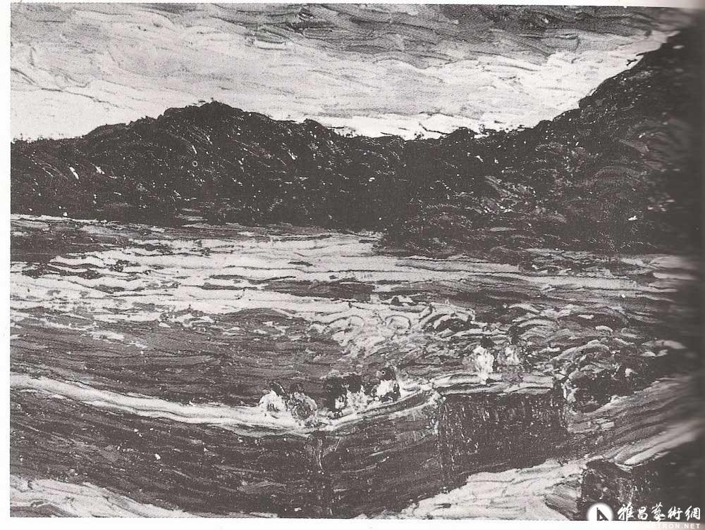 朱屺瞻先生1937年抗战爆发前与汪亚尘旅日写生油画《海滨》