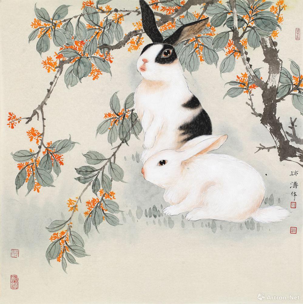 玉兔东升_国画作品在线展_马瑞涛作品展_马瑞涛在线作品_马瑞涛官方