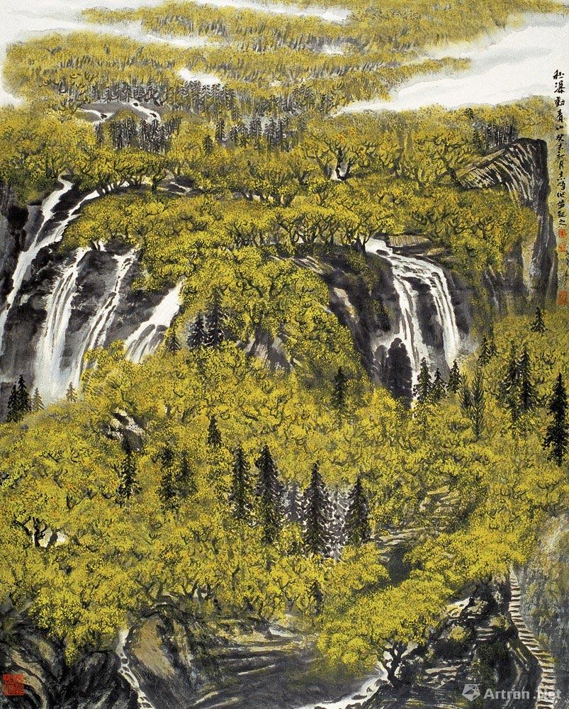 秋瀑动青山_国画作品_詹志峰作品展_詹志峰在线作品_詹志峰官方网站
