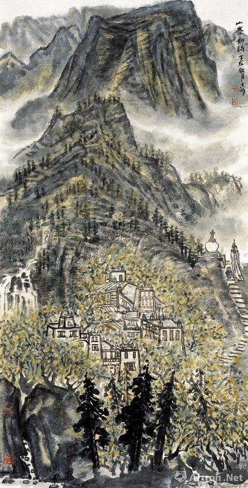 山崖晚风凉_国画作品_詹志峰作品展_詹志峰在线作品_詹志峰官方网站
