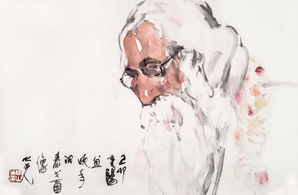 杨之光-泰戈尔像-鉴证备案-雅昌艺术网——艺术品门户网站