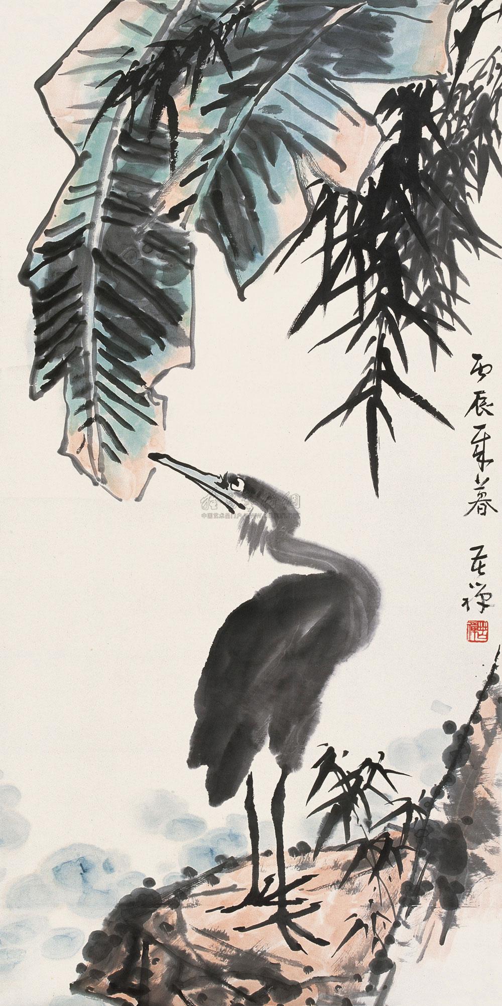 0239 1976年作 鹭鸶 立轴 水墨纸本