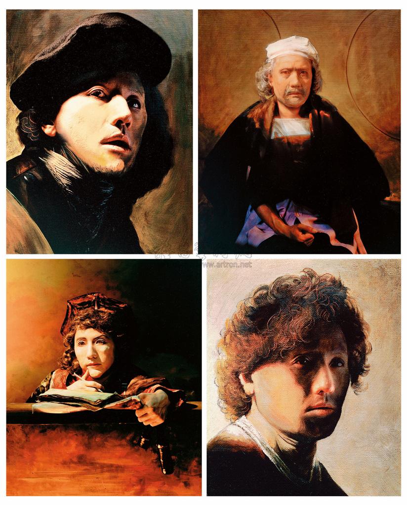 1565 1994年作 仿林布兰特的自画像 儿子肖像 自画像1628 及自画像
