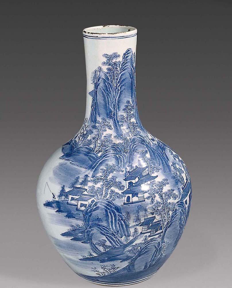 【清 青花山水天球瓶】拍卖品_图片_价格_鉴赏_清代青花瓷器_雅昌艺术