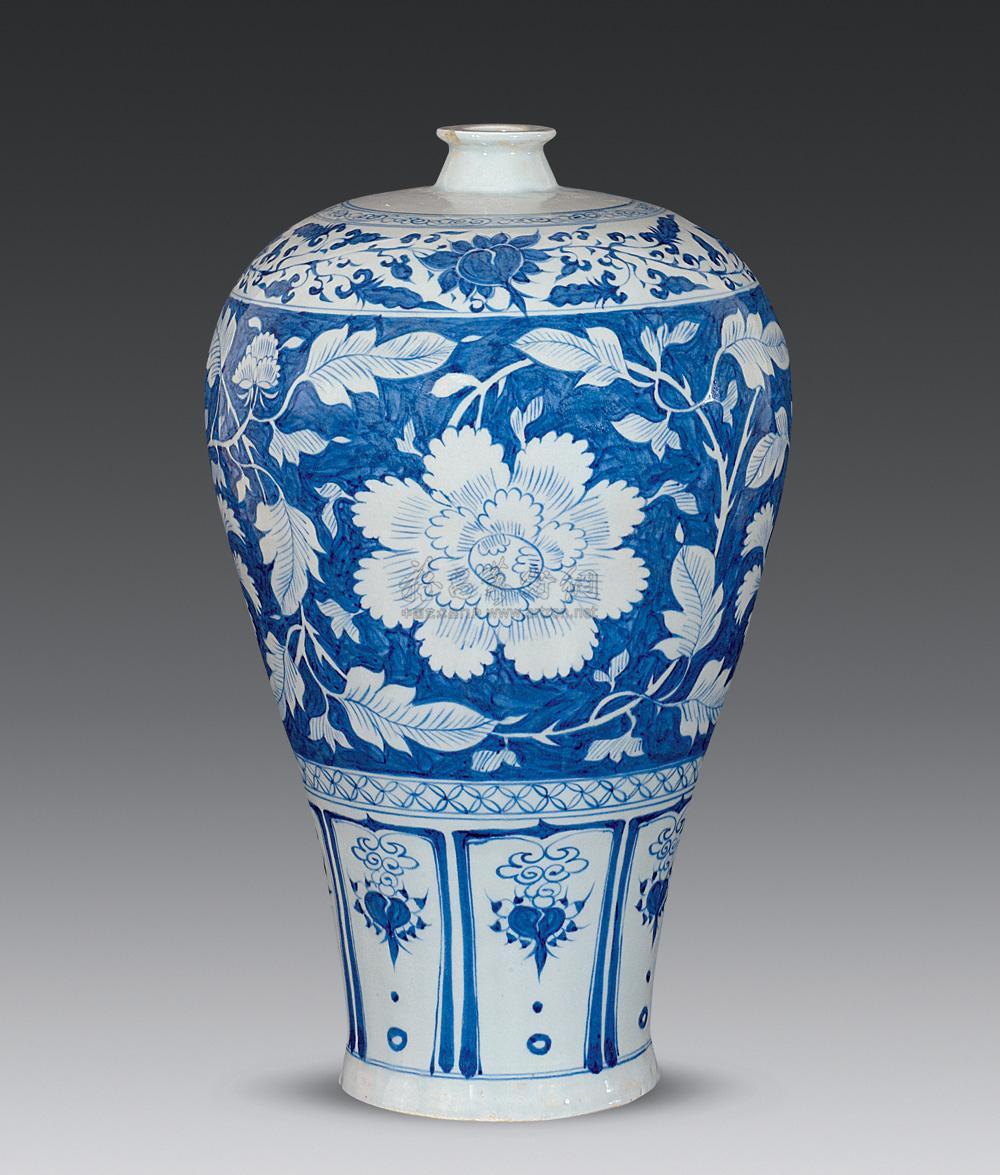 【元代 青花留白牡丹纹梅瓶】拍卖品_图片_价格_鉴赏_元代以前陶瓷