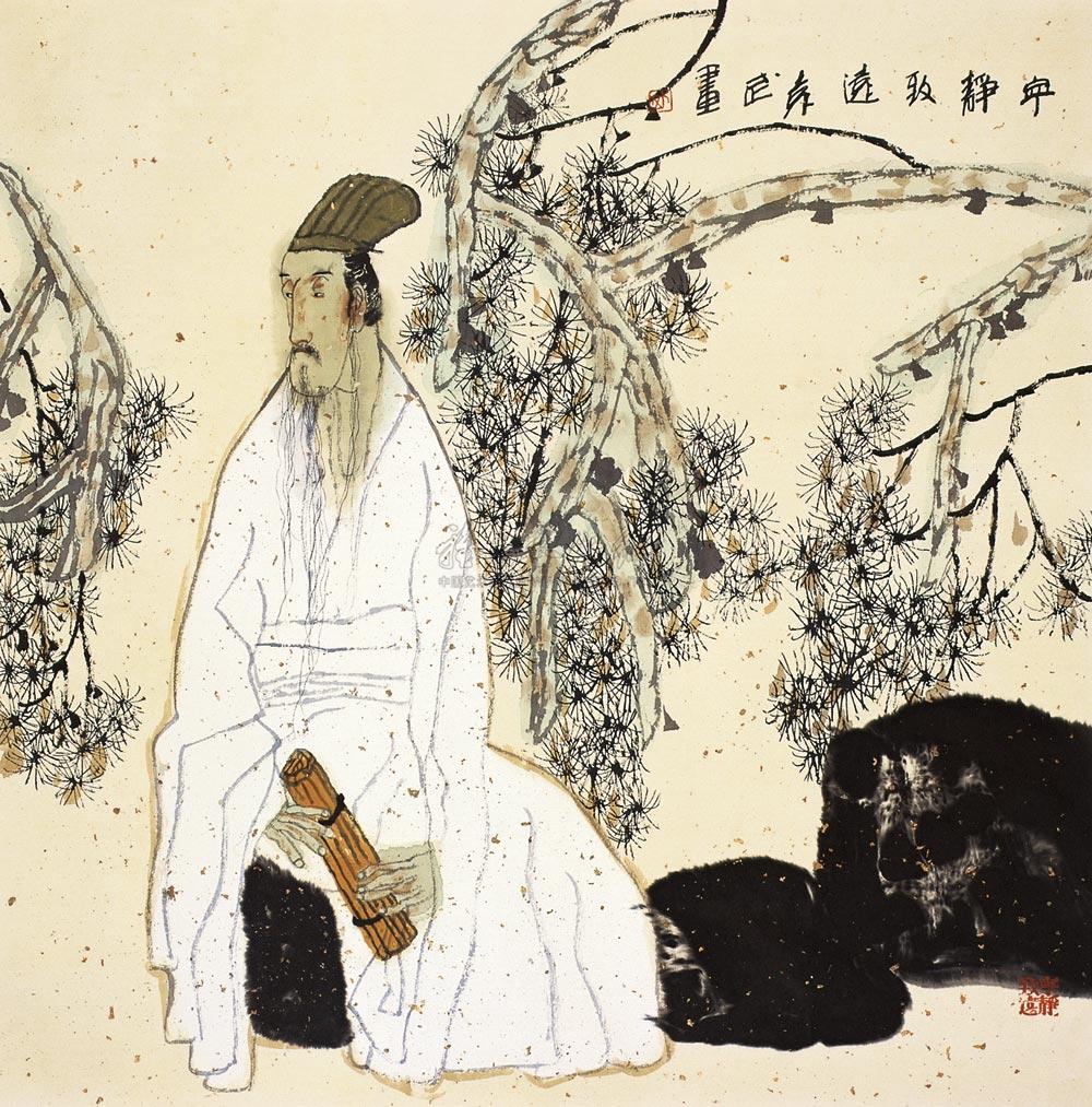 0169 宁静致远 立轴 设色纸本