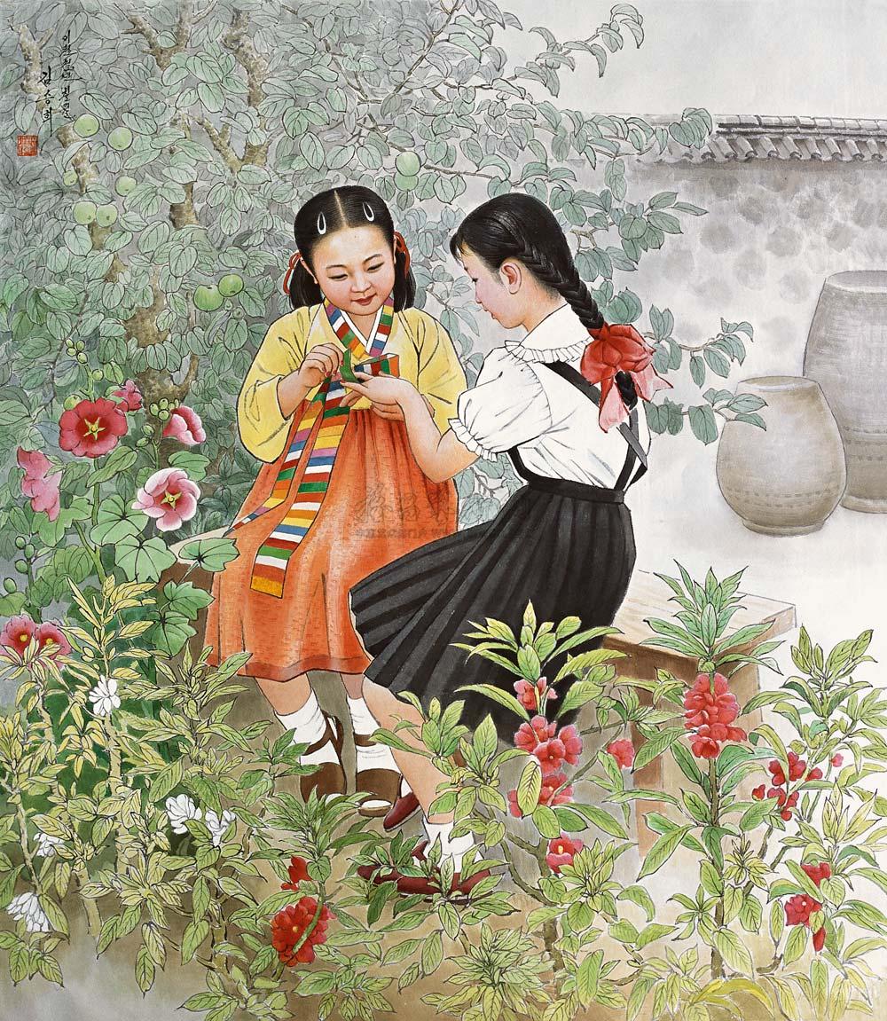 0247 2007年作 凤仙花开的时候 朝鲜画