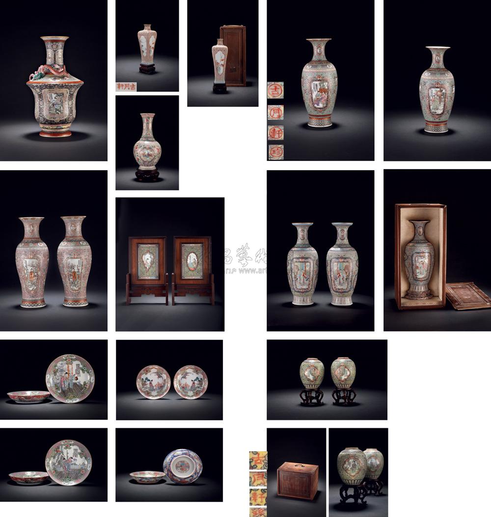 4700 民国 "古月轩珍"款洋彩人物瓷器 (一组十三套二十一件)