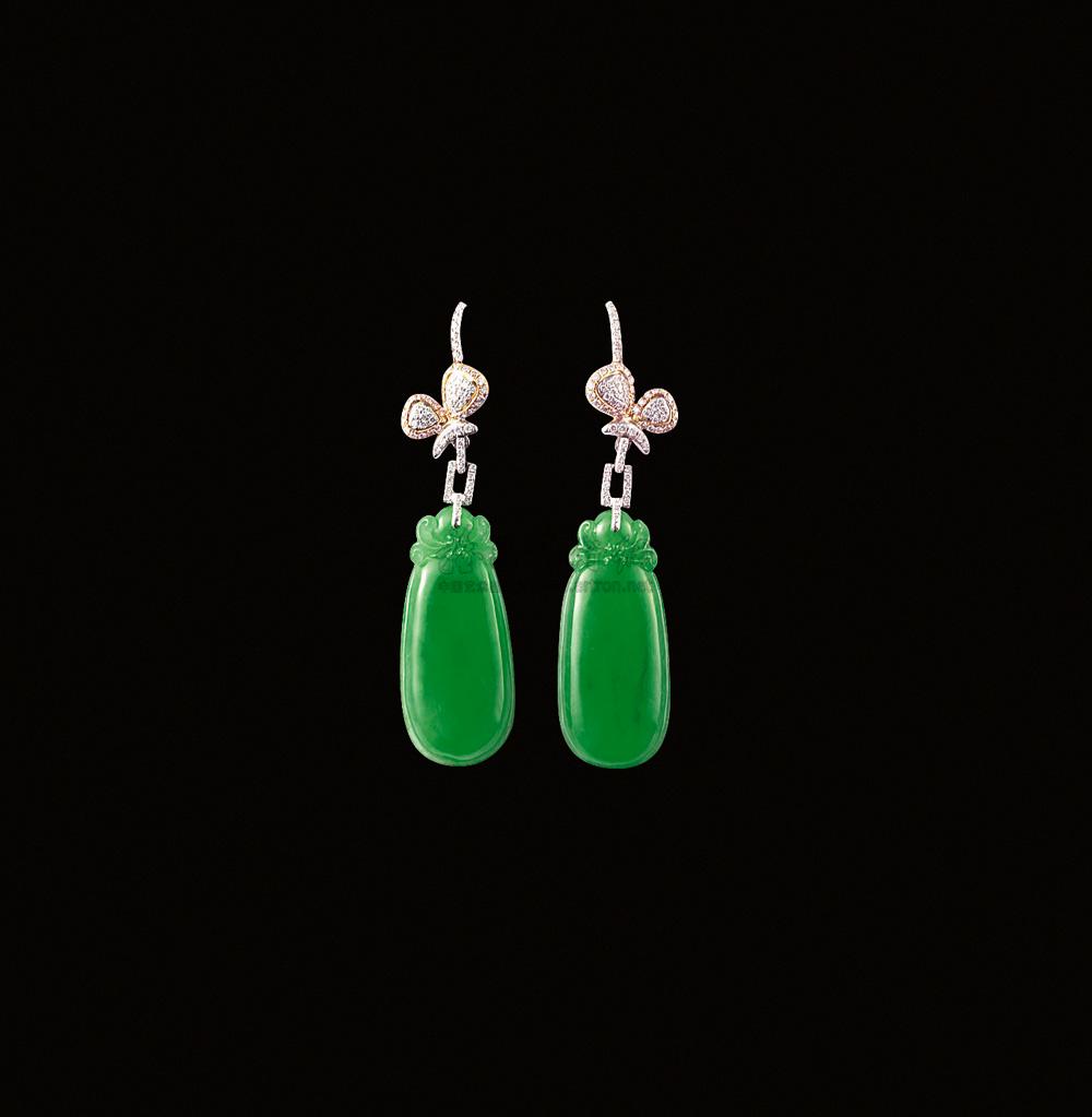 0007 18k翡翠耳坠