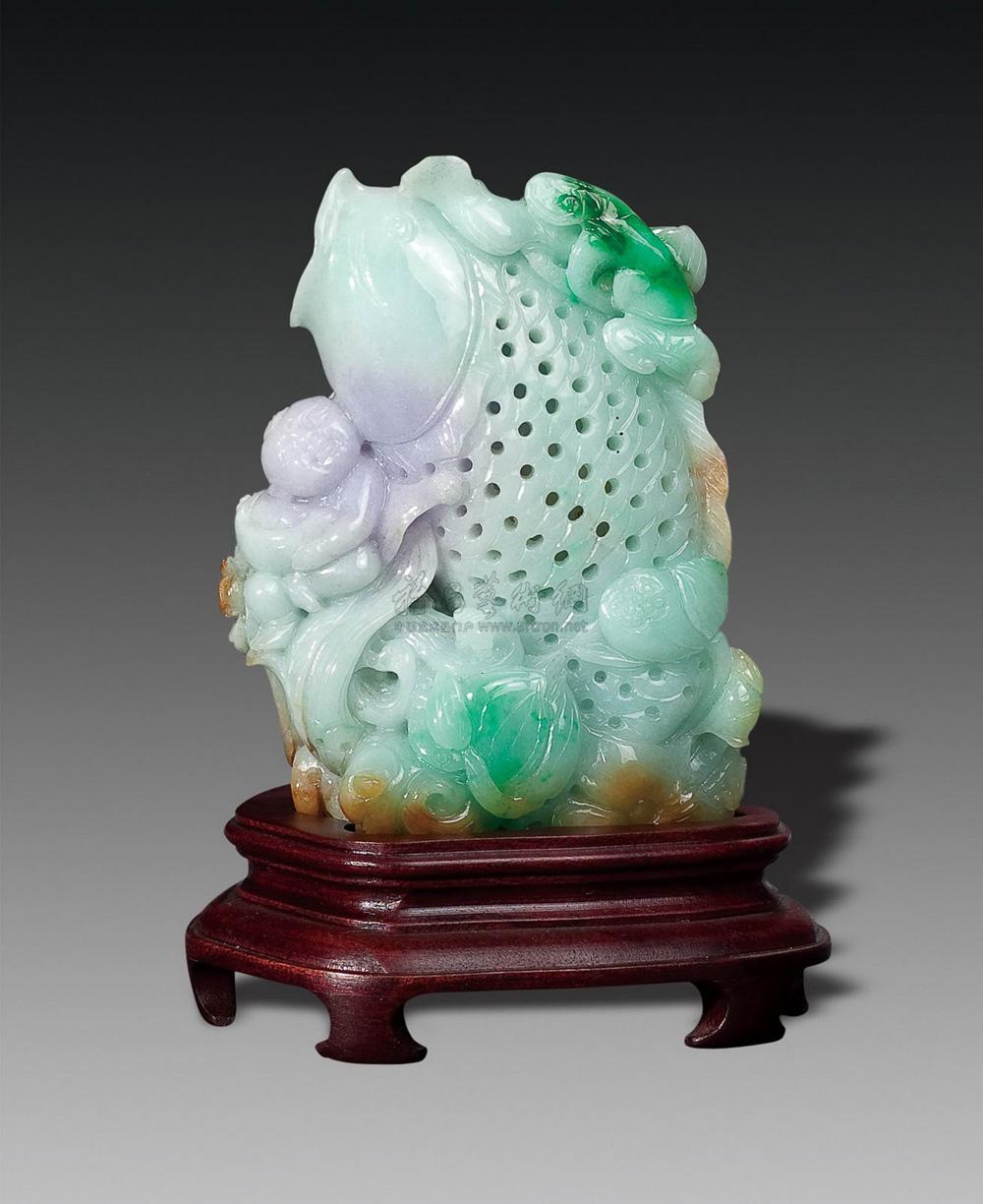1155 清 翡翠鲤鱼摆件