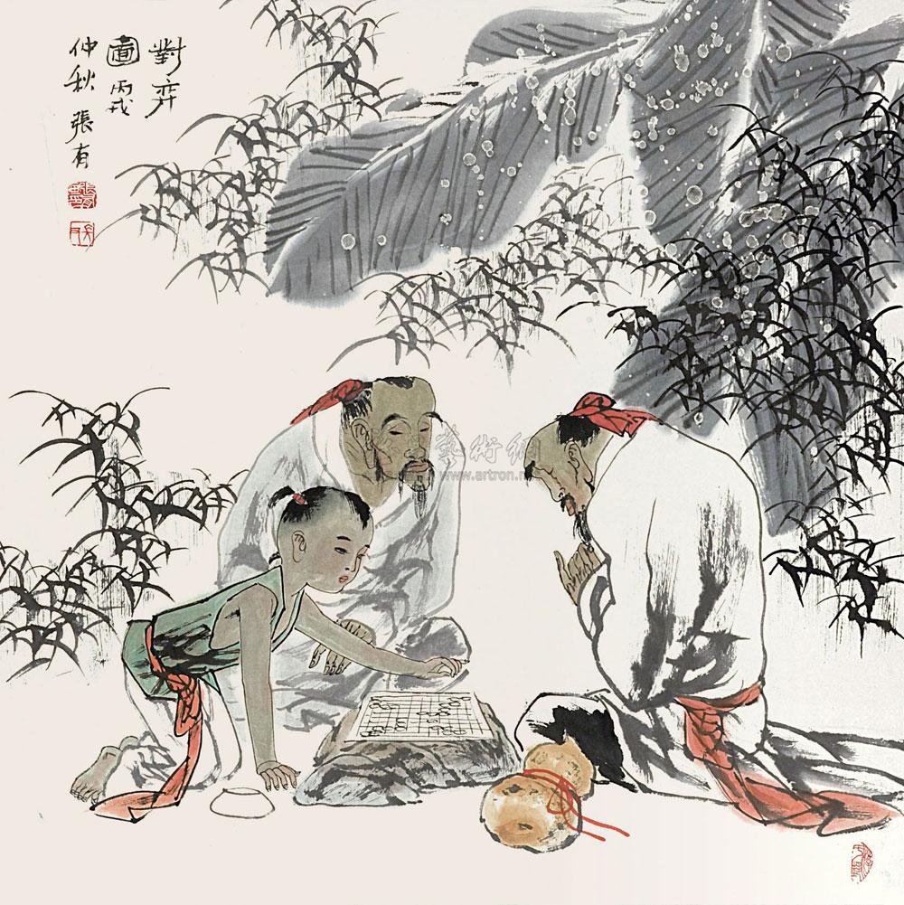 0066 2006年作 对弈图 镜心 设色纸本