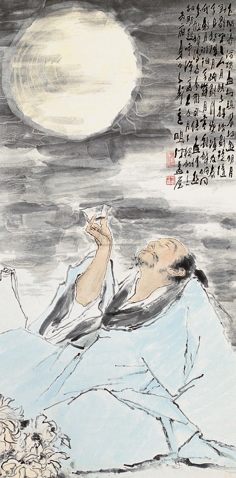 0011 太白醉酒 镜心 纸本