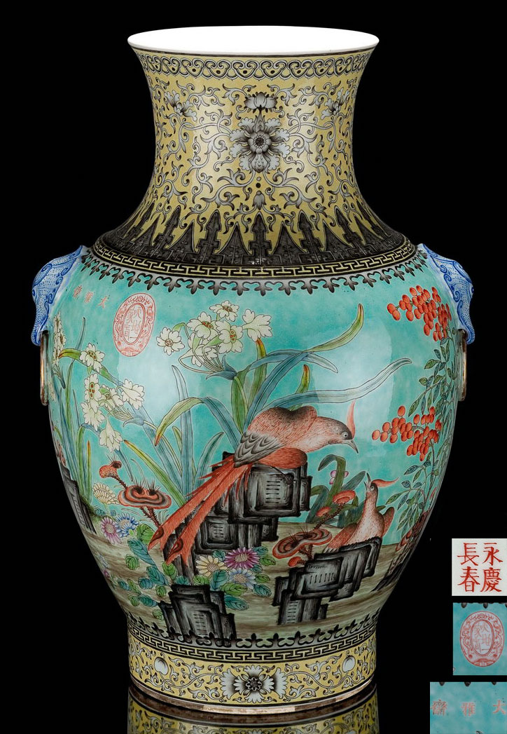 大雅齋粉彩花鳥鋪首尊】拍賣品_圖片_價格_鑑賞_清代粉彩瓷器_雅昌