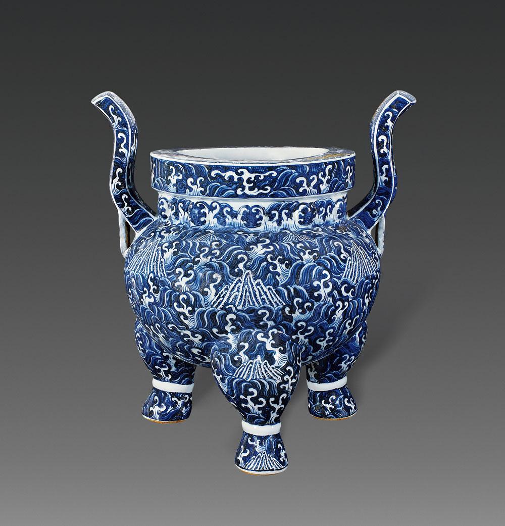 【明代 青花福山寿海大香炉】拍卖品_图片_价格_鉴赏_明代青花瓷器