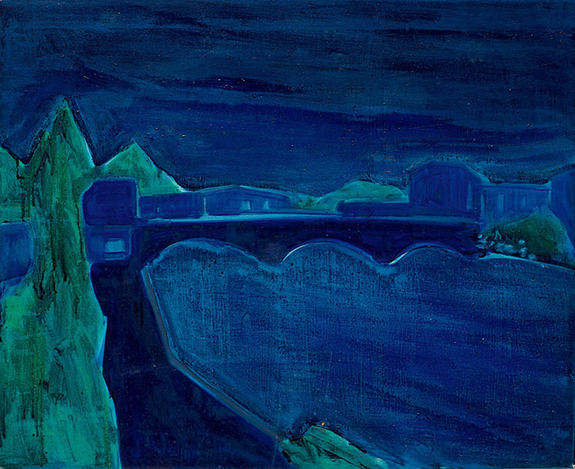 【蓝色风景 油彩 画布】拍卖品_图片_价格_鉴赏_油画_雅昌艺术品拍卖