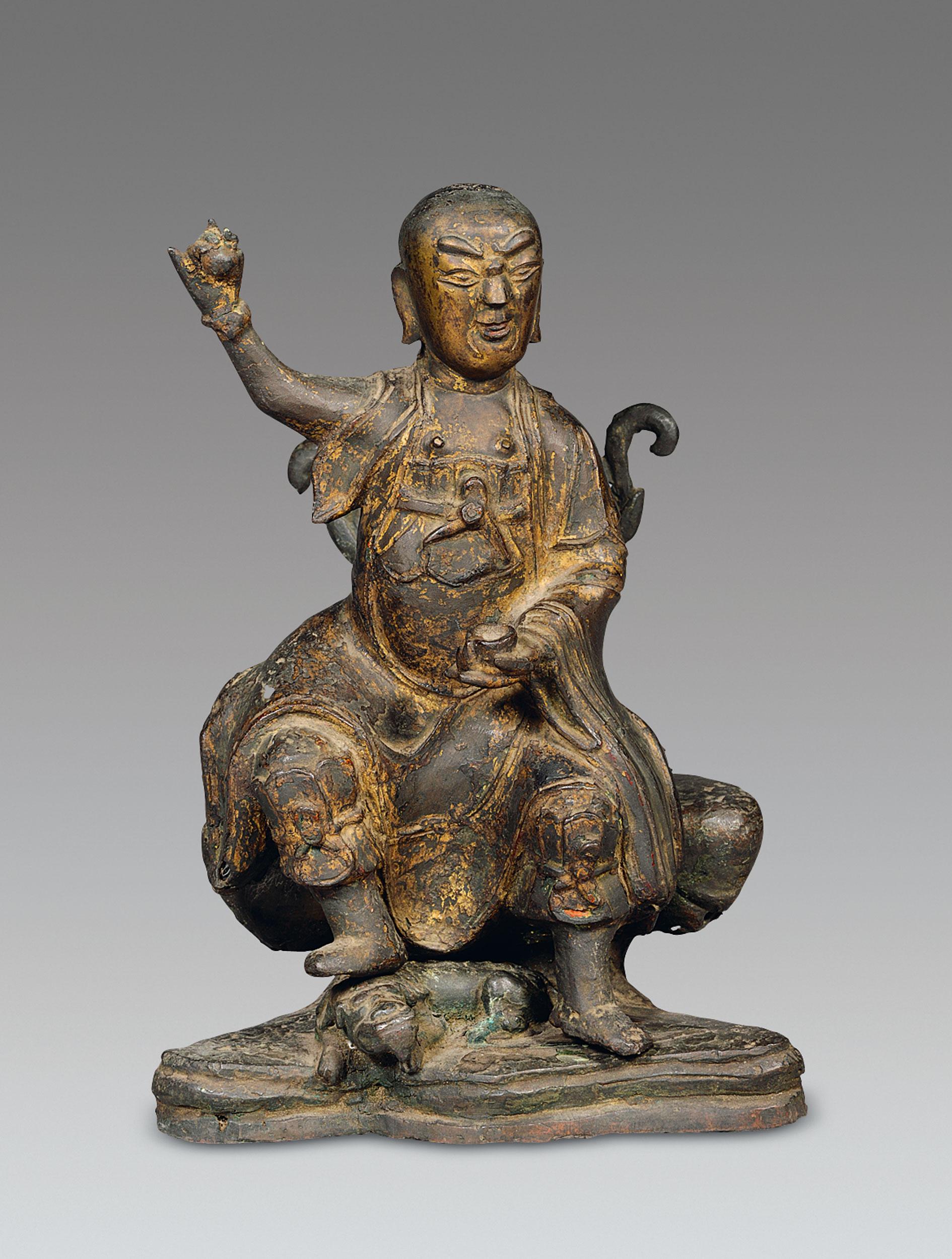 *3986 明 铜伏虎罗汉像