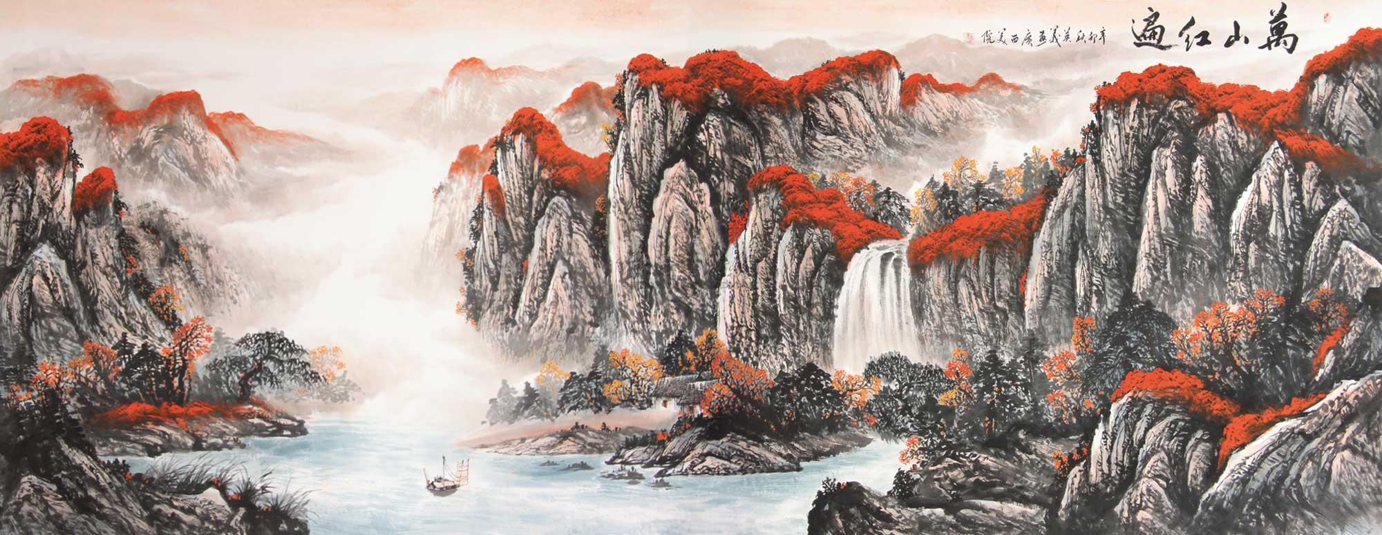 万里江山一片红高清图图片