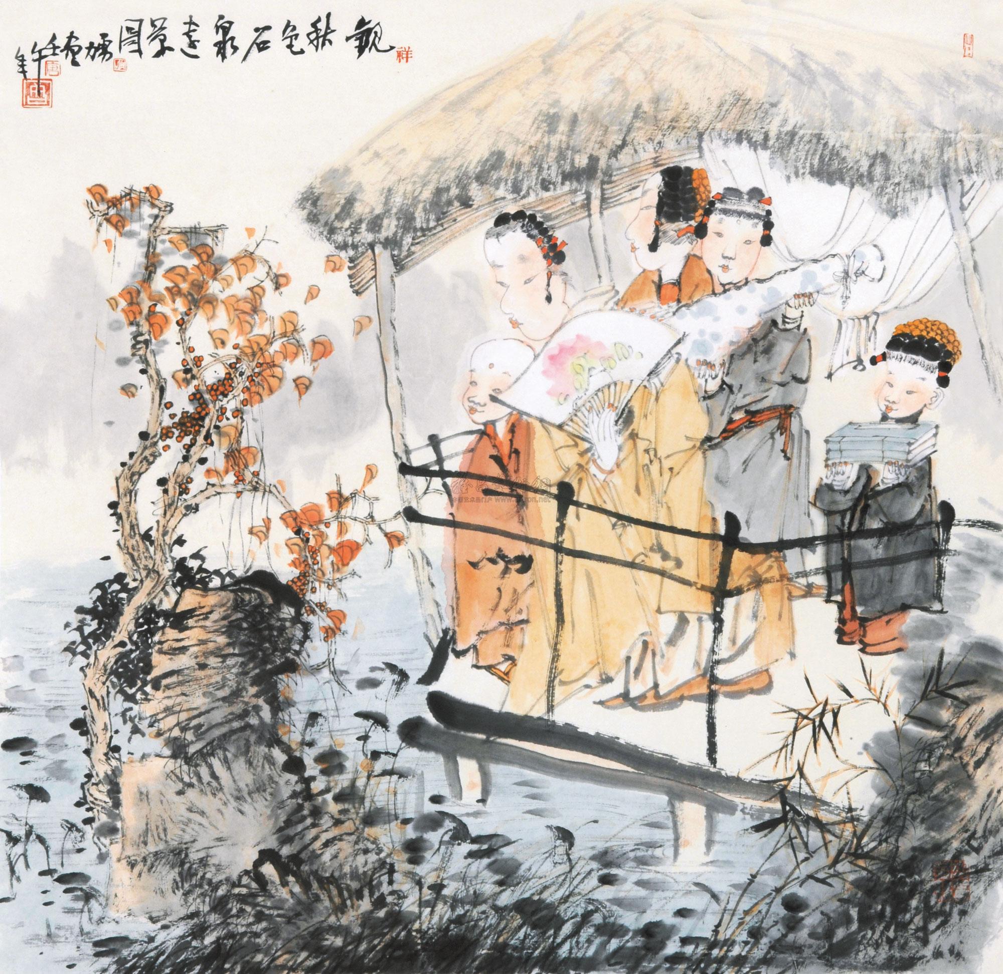 0533 2002年作 观秋色石泉远景图 镜片